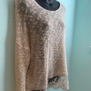 Off-White Sweater with Lace Bottom